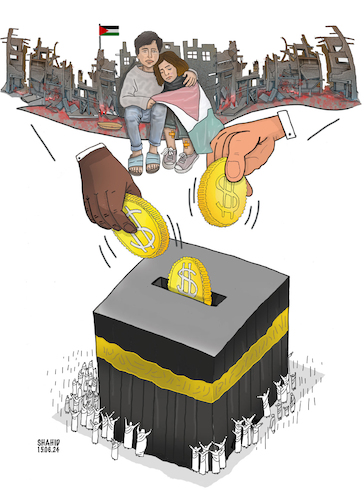 Cartoon: The first priority ! (medium) by Shahid Atiq tagged palestine