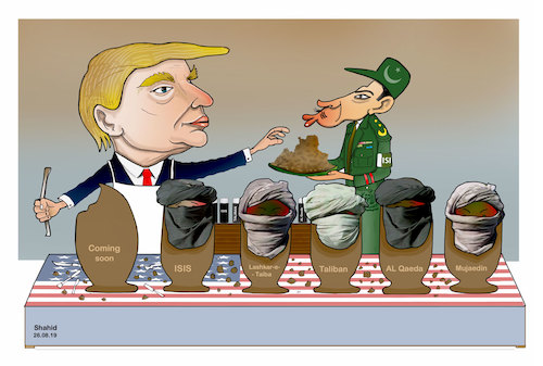 Cartoon: The masterminds of terrorism ! (medium) by Shahid Atiq tagged afganistan