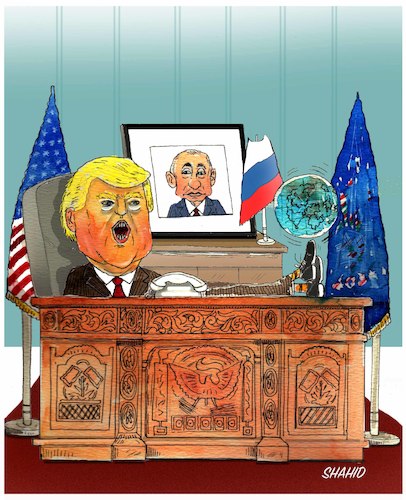 Cartoon: Trump and new game ! (medium) by Shahid Atiq tagged trump,afghanistan,safi,shahid,bahar,ieba,rayian,isi,pakistan,kabul