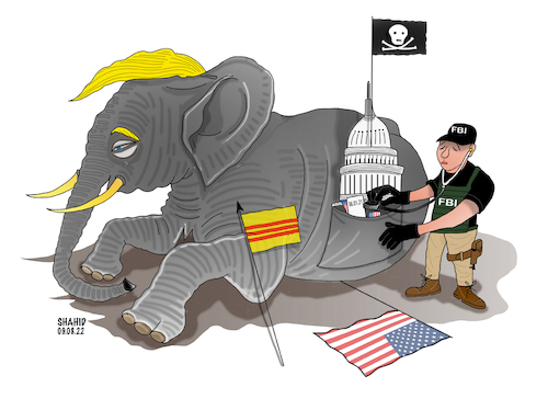 Cartoon: Trump in clash with the FBI ! (medium) by Shahid Atiq tagged usa