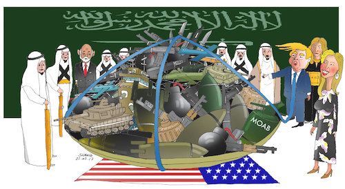 Cartoon: Weapons for Sprading Terrorism! (medium) by Shahid Atiq tagged afghanistan,helmand,moab,attacks