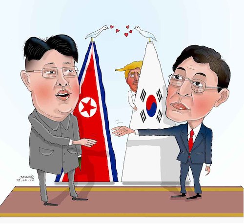 Cartoon: Your Unity Destroys Our.. (medium) by Shahid Atiq tagged korea