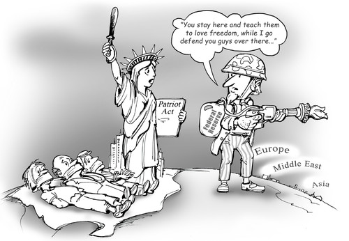 Cartoon: protection of freedom (medium) by gonopolsky tagged usa,freedom