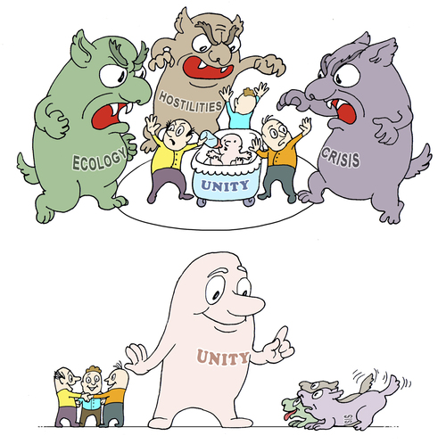Cartoon: protector (medium) by gonopolsky tagged unity,crisis
