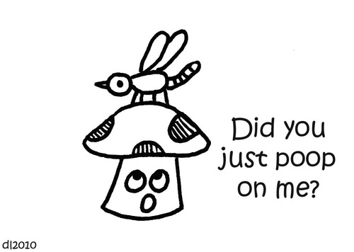 Cartoon: Gross But Cute (medium) by Deborah Leigh tagged grossbutcute,doodle,mushroom,bug,poop,bw