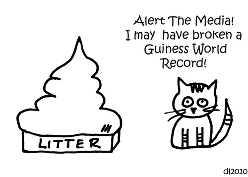 Cartoon: Gross But Cute (medium) by Deborah Leigh tagged cat,grossbutcute,poop,poo,kitty,doodle,bw,worldrecord