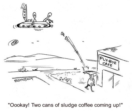 Cartoon: Coffee For Two (medium) by efbee1000 tagged aliens,flying,saucer,coffee,sludge