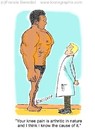 Cartoon: doctor and patient (small) by efbee1000 tagged medical,doctor,legpain,athritis,clinical,pain,patient
