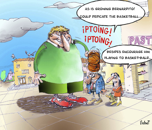 Cartoon: Bernardito (medium) by llobet tagged kids,basketball,bald
