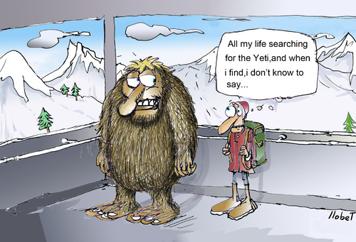 Cartoon: In search of Yeti (medium) by llobet tagged search,meeting,jeti,yeti