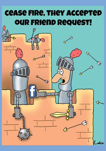 Cartoon: Funny facebook Friends cartoon (medium) by The Nuttaz tagged military,war,facebook,internet,friends,networking,battle,castle,soldier,surrender