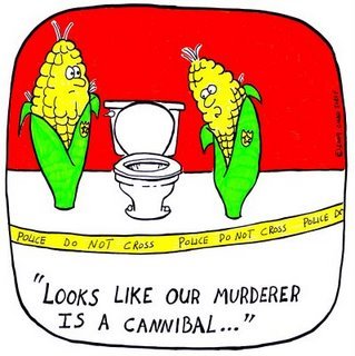 Cartoon: corn cops (medium) by sardonic salad tagged corn,vegetable,cartoon,comic,sardonicsalad,cannibal