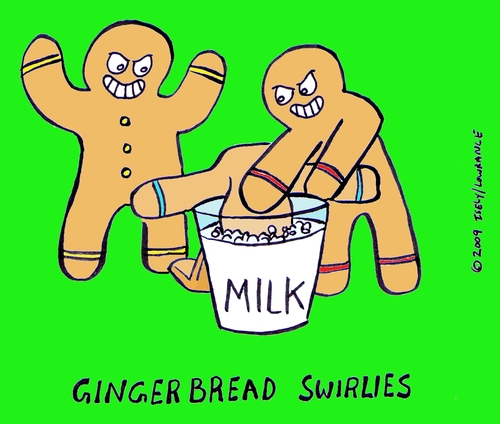 Cartoon: gingerbread bullies color versio (medium) by sardonic salad tagged cookies,milk,jerks,bully