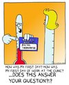Cartoon: new job (small) by sardonic salad tagged rectal,thermometer,cartoon,comic,humor,sardonic,salad