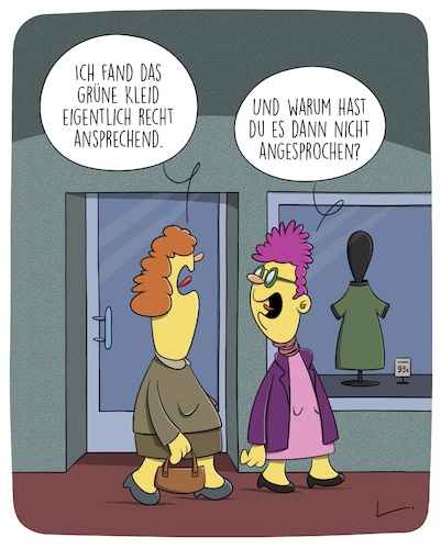 Cartoon: Ansprechend (medium) by SCHÖN BLÖD tagged kleid,shop,geschäft,kaufhaus,einkaufen,kleid,shop,geschäft,kaufhaus,einkaufen