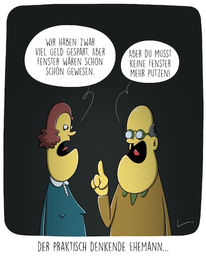 Cartoon: Fensterlos (medium) by SCHÖN BLÖD tagged fensterlos,sparen,putzen,ehemann,fensterlos,sparen,putzen,ehemann