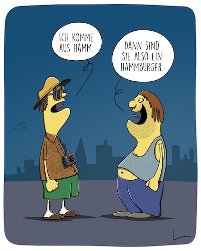 Cartoon: Hammbürger (medium) by SCHÖN BLÖD tagged hamburger,hamm,tourist,hamburger,hamm,tourist