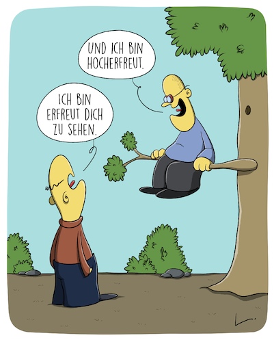 Cartoon: Hocherfreut (medium) by SCHÖN BLÖD tagged baum,wiedersehen,freude,baum,wiedersehen,freude