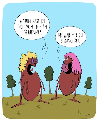 Cartoon: Sprunghaft (medium) by SCHÖN BLÖD tagged liebe,trennung,tiere,flöhe,floh,sprunghaft,liebe,trennung,tiere,flöhe,floh,sprunghaft