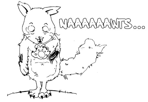 Cartoon: Zombie Squirrel (medium) by Spacekadettin tagged zombie,squirrel,naawts,creepy,fun,funny,cute