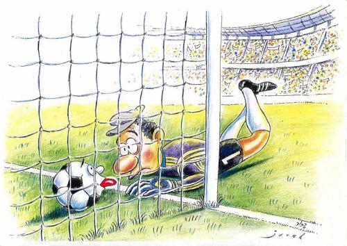 Cartoon: Miserable goalkeeper (medium) by javad alizadeh tagged goal,goalkeeper,miserable,football