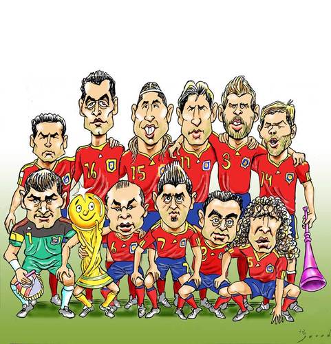 Cartoon: Spain the2010 world cup champion (medium) by javad alizadeh tagged spain,champion,2010,world,cup