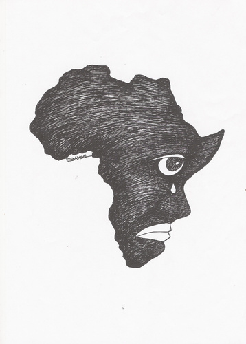 Cartoon: Africa (medium) by ercan baysal tagged black,imperialism,eye,politics,portrait,caricature,character,ercanbaysal,logo,white,handmade,sketch,tattoo,picture,vision,sihouette,graphic,revolution,baysal,exploitation,africa,racialism