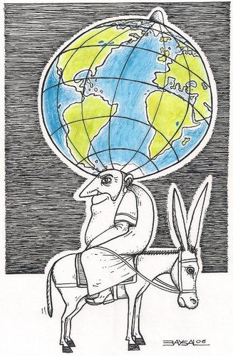 Cartoon: Nasreddin Hoca (medium) by ercan baysal tagged donkey,turguie,turkey,portrait,character,comic,ercanbaysal,türkiye,animals,wise,art,work,handmade,tiere,spohisticated,wisw,fun,famous,satire,humour,world,caricature
