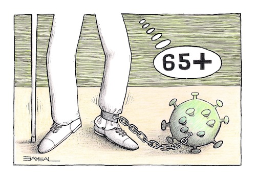 Cartoon: Plus sixty five ... (medium) by ercan baysal tagged plus,sixtyfive,corona,pandemi,covit19,nurse,doctor,syringe