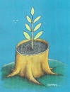 Cartoon: Rebirth (small) by ercan baysal tagged tree,leaf,cartoon,future,artist,humor,satire,handmade,art,work,artwork,coloured,blue,herb,earthen,flowerpot,ilüstrasyon,baysal
