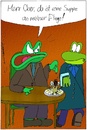 Cartoon: Suppe an der Fliege (small) by chaosartwork tagged frosch frösche fliege insekt restaurant lokal ober kellner gast speise essen suppe witz beschwerde