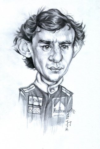 Cartoon: Ayrton Senna (medium) by bpatric tagged the,best,f1,pilot