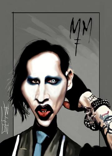 Cartoon: Marilyn Manson (medium) by bpatric tagged cartoon,manson,music,rock,industrial,metal