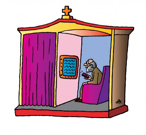Cartoon: Admission (medium) by Alexei Talimonov tagged admission,confession,religion,church
