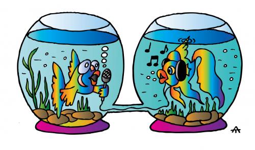 Cartoon: Aquarium (medium) by Alexei Talimonov tagged aquarium,fishes