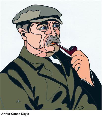 Cartoon: Arthur Conan Doyle (medium) by Alexei Talimonov tagged author,literature,books,arthur,conan,doyle