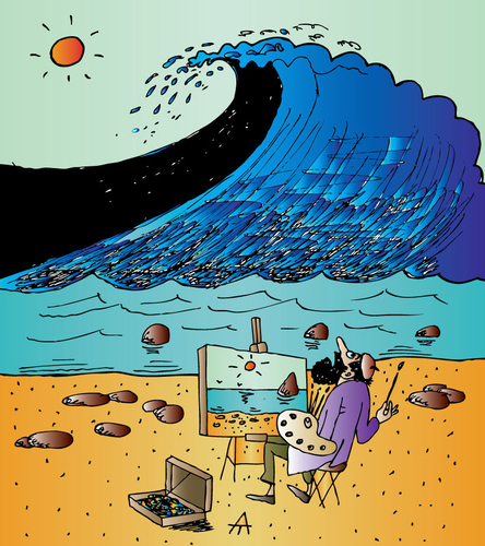 Cartoon: Artist and Sea (medium) by Alexei Talimonov tagged artist,sea
