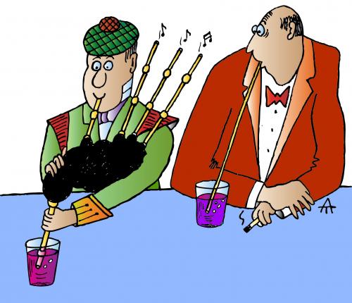 Cartoon: Bagpipe Drink (medium) by Alexei Talimonov tagged bar,drink,bagpipe,music