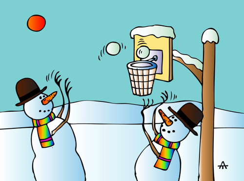 Cartoon: Basketball (medium) by Alexei Talimonov tagged basketball,winter,snowmen