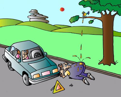Cartoon: Car Under Repair (medium) by Alexei Talimonov tagged accident,repair,car,nature