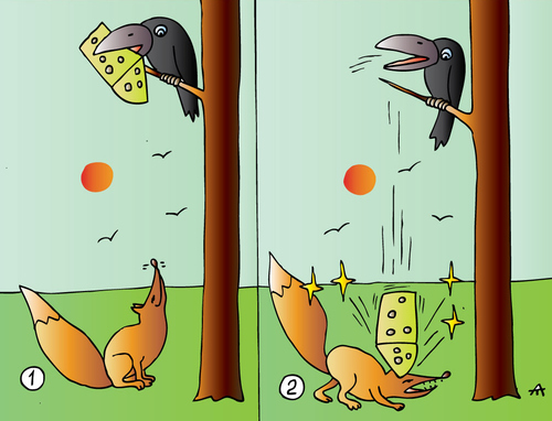 Cartoon: Crow and Fox (medium) by Alexei Talimonov tagged crow,fox