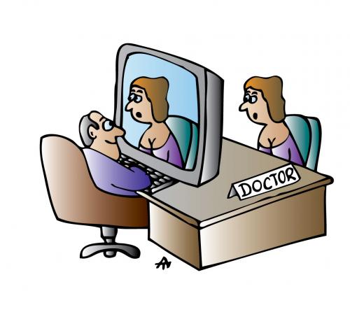 Cartoon: Doctor and PC (medium) by Alexei Talimonov tagged doctor,pc