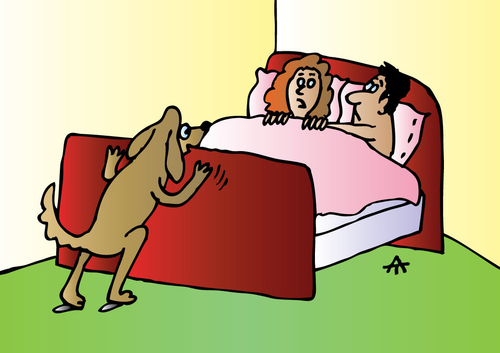 Cartoon: Dog Woman and Man (medium) by Alexei Talimonov tagged dog,woman,man,love