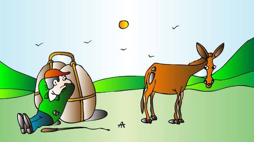 Cartoon: Donkey and man (medium) by Alexei Talimonov tagged donkey