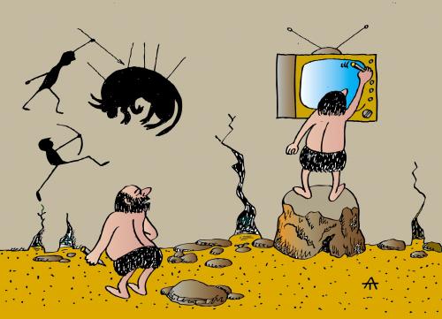 Cartoon: Early TV (medium) by Alexei Talimonov tagged prehistory,stone,age,tv,television