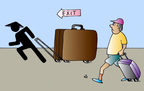 Cartoon: Exit (medium) by Alexei Talimonov tagged exit,travelling
