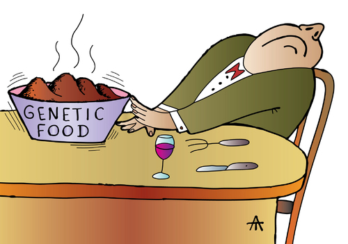 Cartoon: genetic food (medium) by Alexei Talimonov tagged food,genetic