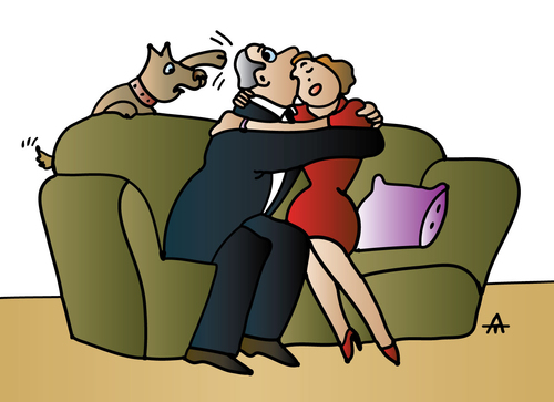 Cartoon: Man woman and dog (medium) by Alexei Talimonov tagged dog,woman,man