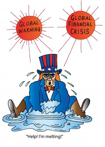 Cartoon: Melting (medium) by Alexei Talimonov tagged global,warming,climate,change,financial,crisis
