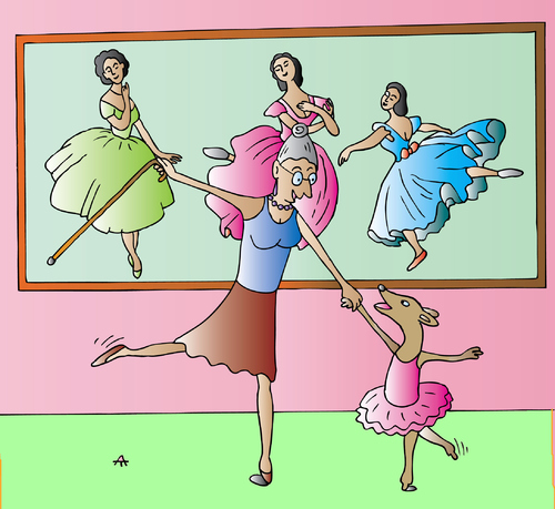 Cartoon: Old Ballerina (medium) by Alexei Talimonov tagged ballerina